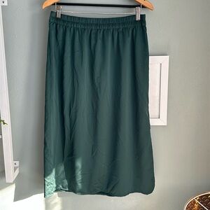 Gap pull-on satin midi slip skirt, Essex green, large